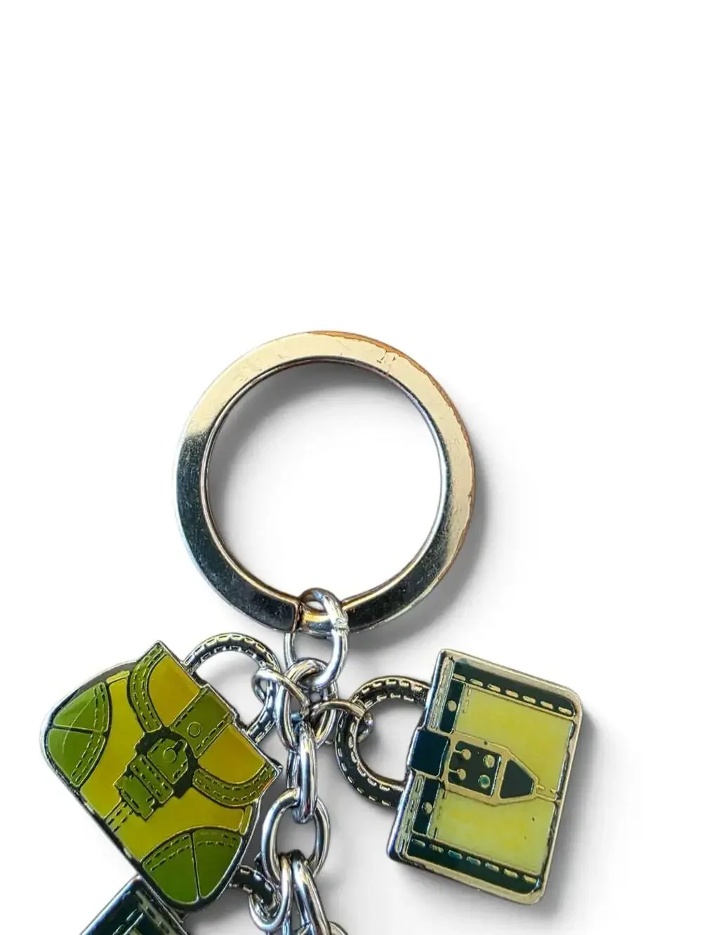 Coach Vintage Handbag Charm Key Ring Multicolor Enamel Miniature Purse Keychain